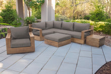 7 pc Pacific Teak Sectional Seating Group with Ottoman. Sunbrella Cushion.