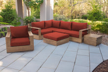 7 pc Pacific Teak Sectional Seating Group with Ottoman. Sunbrella Cushion.