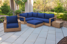 7 pc Pacific Teak Sectional Seating Group with Ottoman. Sunbrella Cushion.