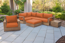7 pc Pacific Teak Sectional Seating Group with Ottoman. Sunbrella Cushion.