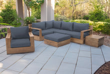 7 pc Pacific Teak Sectional Seating Group with Ottoman. Sunbrella Cushion.