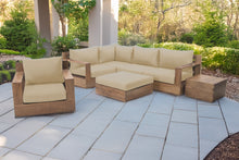 7 pc Pacific Teak Sectional Seating Group with Ottoman. Sunbrella Cushion.