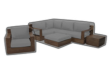 7 pc Pacific Teak Sectional Seating Group with Ottoman WeatherMAX Outdoor Weather Cover