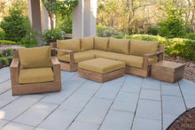 7 pc Pacific Teak Sectional Seating Group with Ottoman. Sunbrella Cushion.