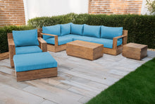 8 pc Pacific Teak Sectional Seating Group with 40" Rectangular Coffee Table. Sunbrella Cushion.
