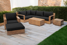 8 pc Pacific Teak Sectional Seating Group with 40" Rectangular Coffee Table. Sunbrella Cushion.