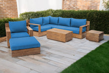 8 pc Pacific Teak Sectional Seating Group with 40" Rectangular Coffee Table. Sunbrella Cushion.