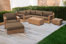 8 pc Pacific Teak Sectional Seating Group with 40" Rectangular Coffee Table. Sunbrella Cushion.