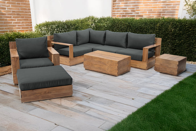 8 pc Pacific Teak Sectional Seating Group with 40