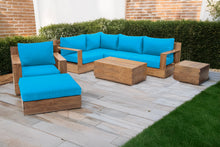 8 pc Pacific Teak Sectional Seating Group with 40" Rectangular Coffee Table. Sunbrella Cushion.
