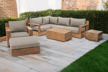 8 pc Pacific Teak Sectional Seating Group with 40" Rectangular Coffee Table. Sunbrella Cushion.