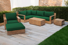 8 pc Pacific Teak Sectional Seating Group with 40" Rectangular Coffee Table. Sunbrella Cushion.