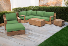 8 pc Pacific Teak Sectional Seating Group with 40" Rectangular Coffee Table. Sunbrella Cushion.