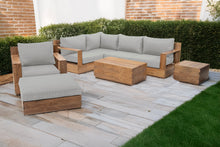 8 pc Pacific Teak Sectional Seating Group with 40" Rectangular Coffee Table. Sunbrella Cushion.