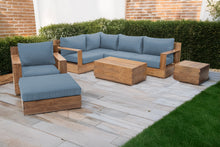 8 pc Pacific Teak Sectional Seating Group with 40" Rectangular Coffee Table. Sunbrella Cushion.