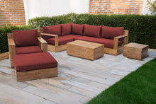 8 pc Pacific Teak Sectional Seating Group with 40" Rectangular Coffee Table. Sunbrella Cushion.