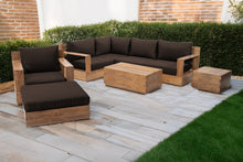 8 pc Pacific Teak Sectional Seating Group with 40" Rectangular Coffee Table. Sunbrella Cushion.
