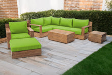8 pc Pacific Teak Sectional Seating Group with 40" Rectangular Coffee Table. Sunbrella Cushion.
