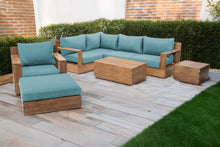 8 pc Pacific Teak Sectional Seating Group with 40" Rectangular Coffee Table. Sunbrella Cushion.