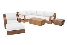 8 pc Pacific Teak Sectional Seating Group with 40" Rectangular Coffee Table. Sunbrella Cushion.