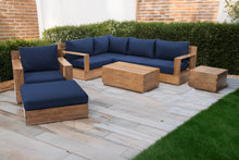 8 pc Pacific Teak Sectional Seating Group with 40" Rectangular Coffee Table. Sunbrella Cushion.
