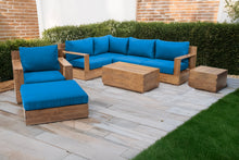 8 pc Pacific Teak Sectional Seating Group with 40" Rectangular Coffee Table. Sunbrella Cushion.