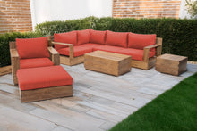 8 pc Pacific Teak Sectional Seating Group with 40" Rectangular Coffee Table. Sunbrella Cushion.