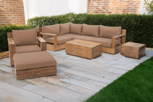 8 pc Pacific Teak Sectional Seating Group with 40" Rectangular Coffee Table. Sunbrella Cushion.