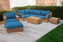 8 pc Pacific Teak Sectional Seating Group with 40" Rectangular Coffee Table. Sunbrella Cushion.