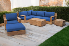 8 pc Pacific Teak Sectional Seating Group with 40" Rectangular Coffee Table. Sunbrella Cushion.