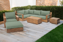 8 pc Pacific Teak Sectional Seating Group with 40" Rectangular Coffee Table. Sunbrella Cushion.