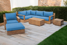 8 pc Pacific Teak Sectional Seating Group with 40" Rectangular Coffee Table. Sunbrella Cushion.