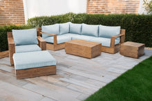 8 pc Pacific Teak Sectional Seating Group with 40" Rectangular Coffee Table. Sunbrella Cushion.