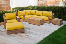 8 pc Pacific Teak Sectional Seating Group with 40" Rectangular Coffee Table. Sunbrella Cushion.