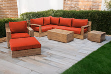 8 pc Pacific Teak Sectional Seating Group with 40" Rectangular Coffee Table. Sunbrella Cushion.