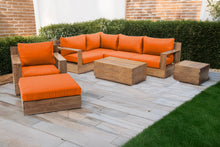 8 pc Pacific Teak Sectional Seating Group with 40" Rectangular Coffee Table. Sunbrella Cushion.