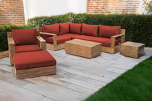 8 pc Pacific Teak Sectional Seating Group with 40" Rectangular Coffee Table. Sunbrella Cushion.