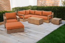 8 pc Pacific Teak Sectional Seating Group with 40" Rectangular Coffee Table. Sunbrella Cushion.