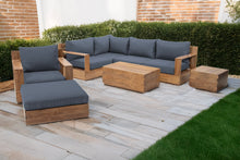 8 pc Pacific Teak Sectional Seating Group with 40" Rectangular Coffee Table. Sunbrella Cushion.