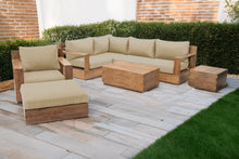 8 pc Pacific Teak Sectional Seating Group with 40" Rectangular Coffee Table. Sunbrella Cushion.