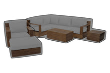8 pc Pacific Teak Sectional Seating Group with 40" Rectangular Coffee Table WeatherMAX Outdoor Weather Cover