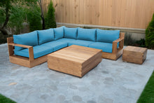 7 pc Pacific Teak Sectional with Square Coffee Table. Sunbrella Cushion.