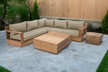 7 pc Pacific Teak Sectional with Square Coffee Table. Sunbrella Cushion.