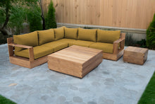 7 pc Pacific Teak Sectional with Square Coffee Table. Sunbrella Cushion.