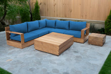 7 pc Pacific Teak Sectional with Square Coffee Table. Sunbrella Cushion.