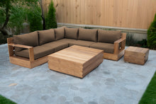 7 pc Pacific Teak Sectional with Square Coffee Table. Sunbrella Cushion.