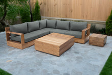 7 pc Pacific Teak Sectional with Square Coffee Table. Sunbrella Cushion.