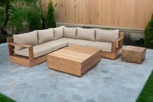 7 pc Pacific Teak Sectional with Square Coffee Table. Sunbrella Cushion.