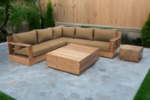 7 pc Pacific Teak Sectional with Square Coffee Table. Sunbrella Cushion.