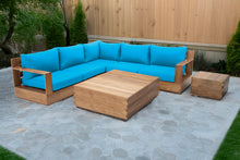 7 pc Pacific Teak Sectional with Square Coffee Table. Sunbrella Cushion.